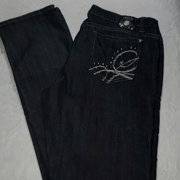 Shorty Denim - Black Jeans w Embellished Pockets, Sz 15, Shorty Brand